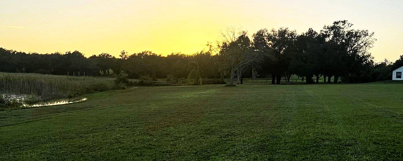 Sunset over an open Montverde property maintained by Lipham Landscaping